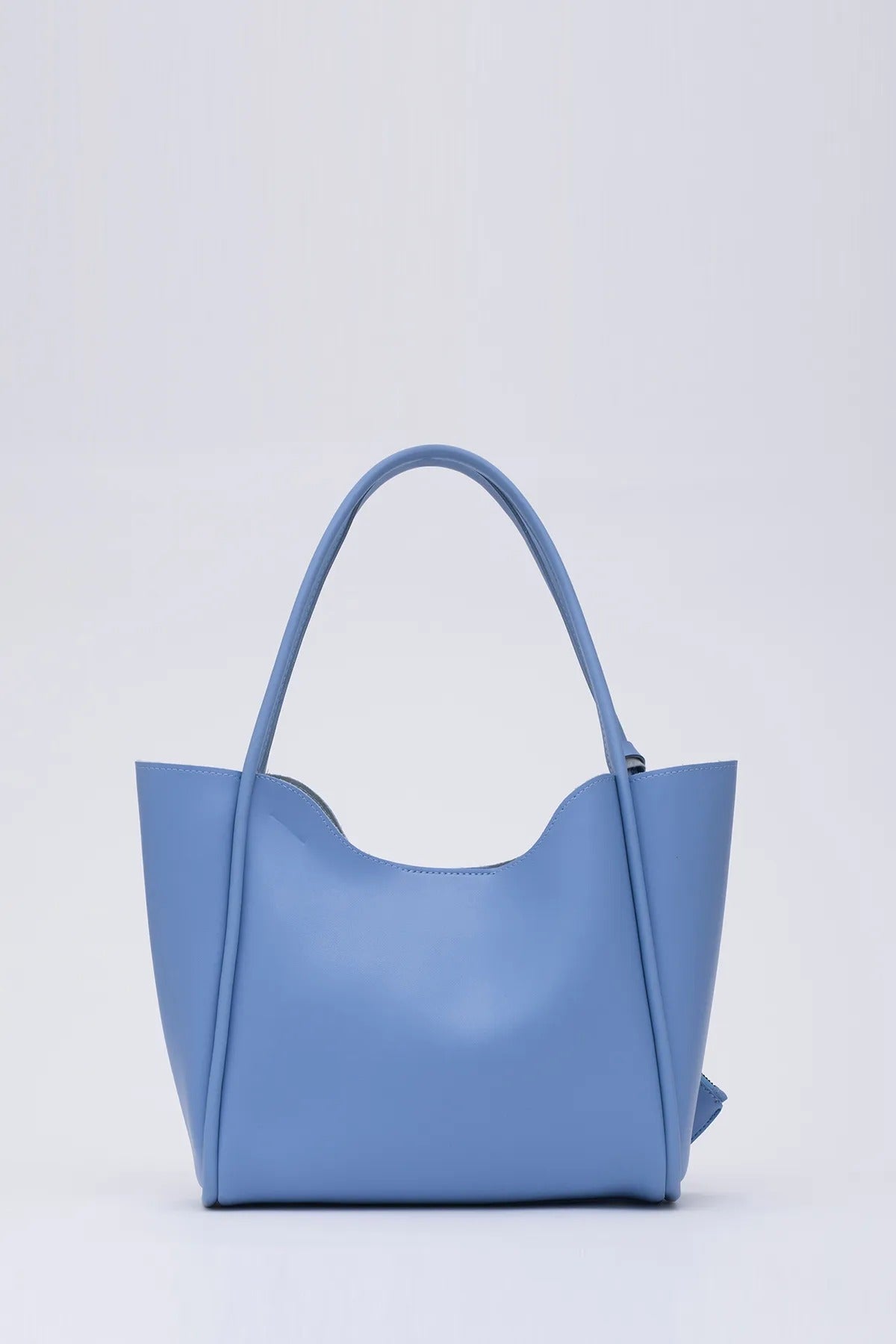 Women's Hand And Shoulder Bag With Snap Fastener Faux Leather Wallet And Makeup Bag