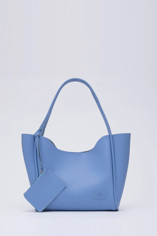 Women's Hand And Shoulder Bag With Snap Fastener Faux Leather Wallet And Makeup Bag