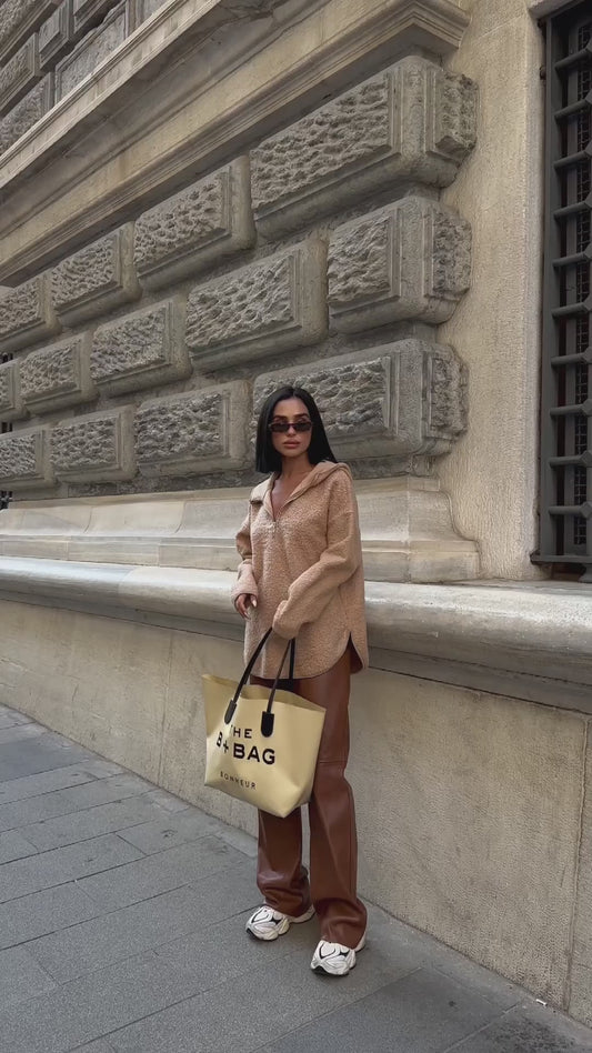 Oversized hood sweatshirt - Camel